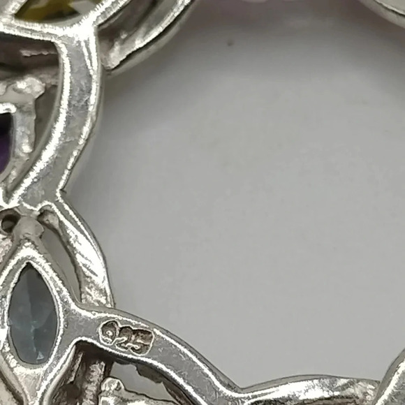 1" 925 Silver Multiple Colored Gemstone Fashion Pendant Rhinestones - Picture 3 of 4